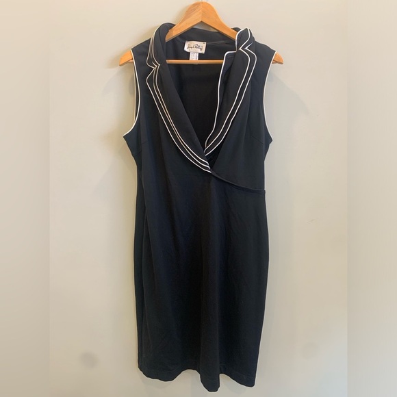 Joseph Ribkoff Black Midi Dress with White Trim - Picture 10 of 13